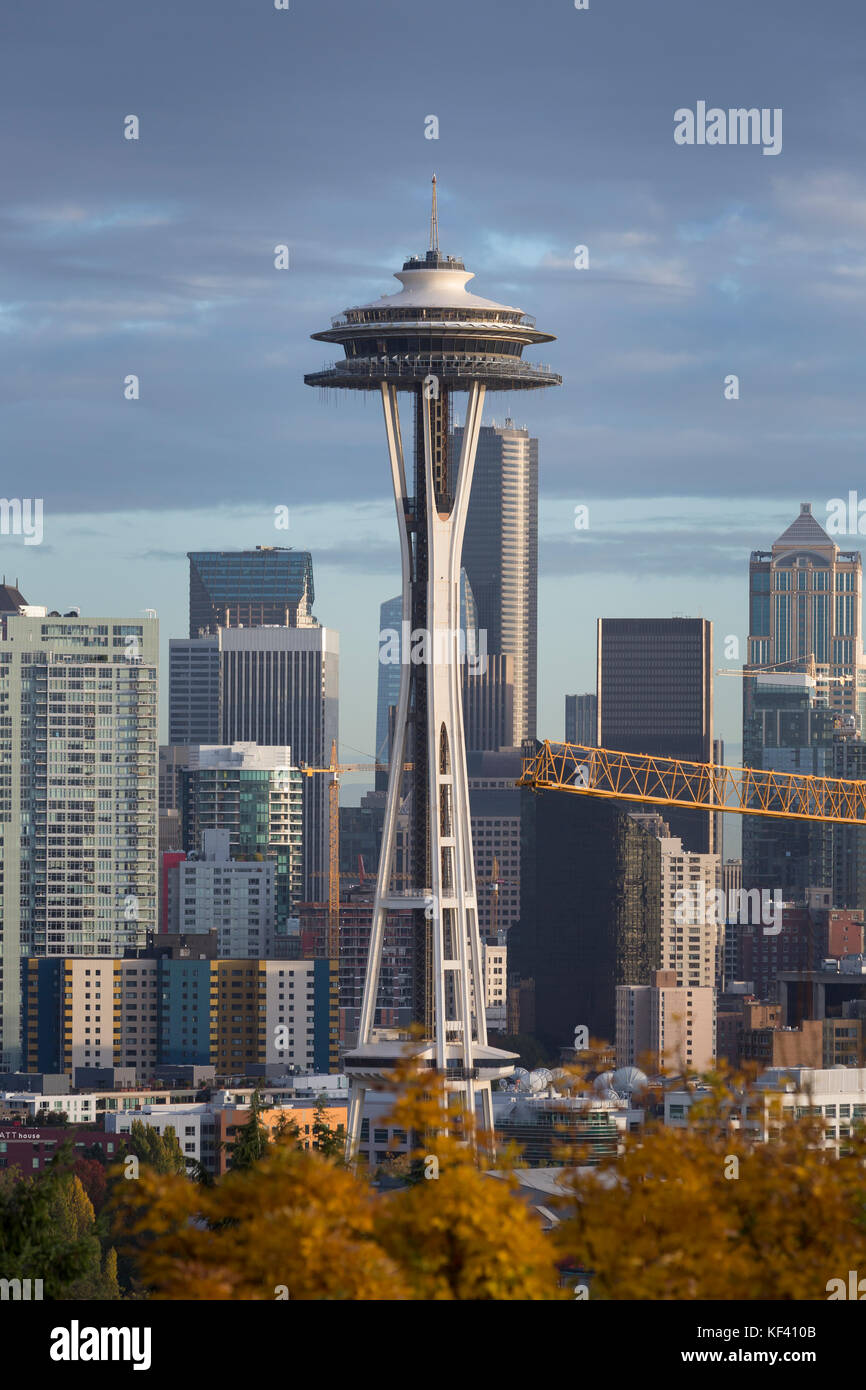 Seattle, Washington: Space Needle llc offiziell begonnen Bau des Jahrhunderts Projekt, einen mehrjährigen Venture konzentrierte sich auf Erhaltung und Renovat Stockfoto