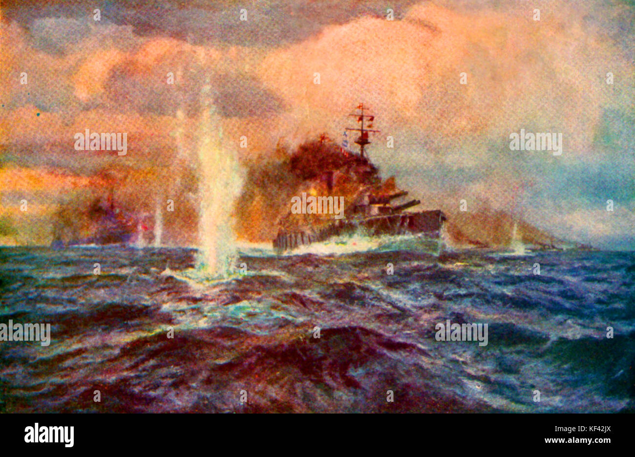 Eine britische Weltkrieg ein Schlachtschiff aus dem Buch "Wunder Buch des Marine" veröffentlicht 1919 Stockfoto