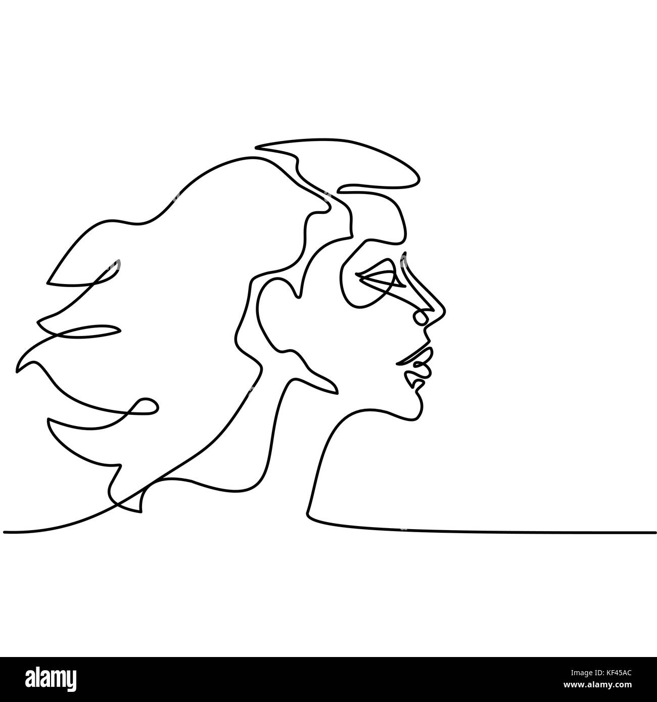 Durchgehende Linie zeichnen. abstrakte Porträt einer Frau, die Seitenansicht. Vector Illustration. Stock Vektor