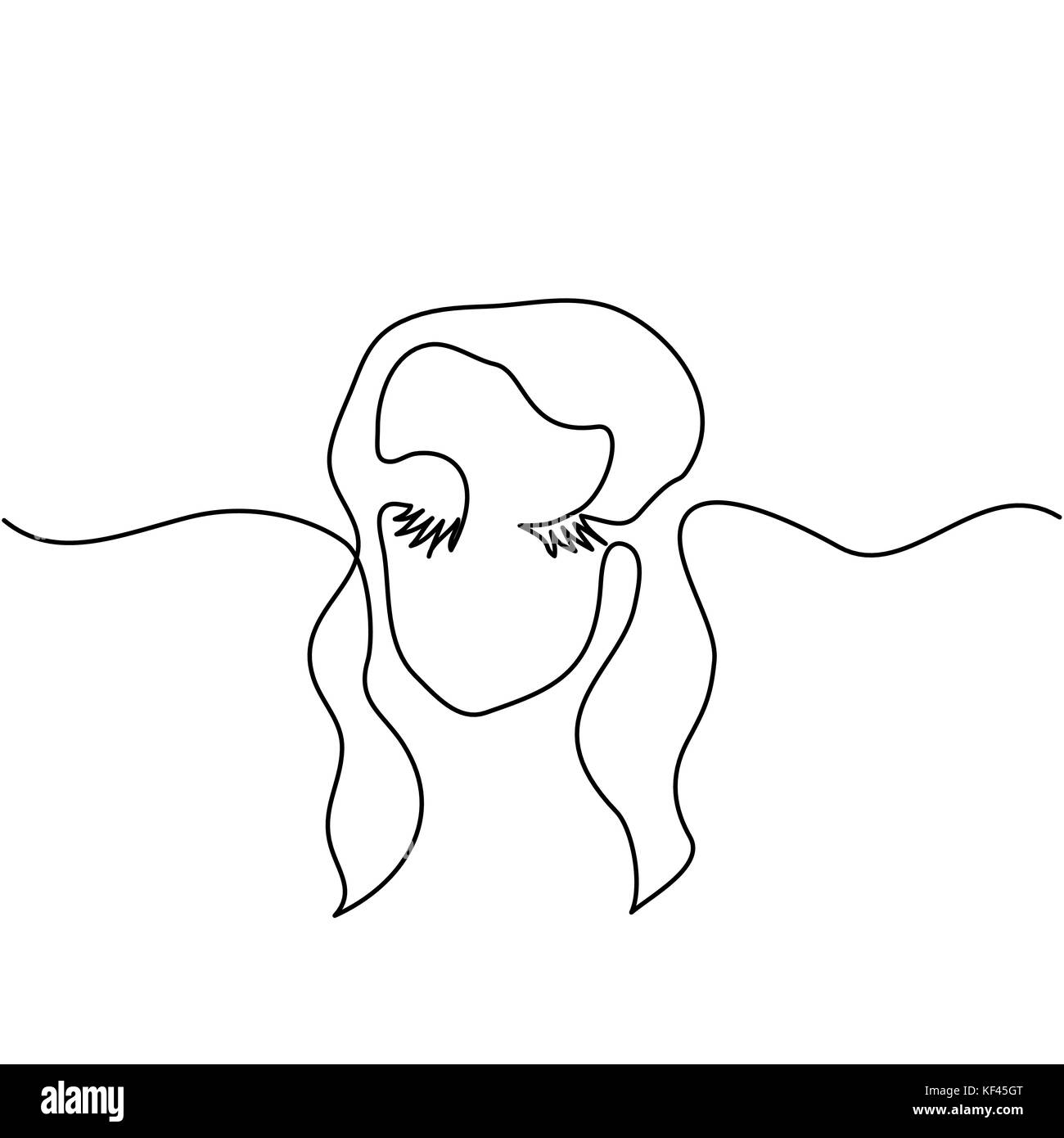 Vektor durchgehende Linie. abstrakte Porträt einer Frau Logo. Vector Illustration. Stock Vektor
