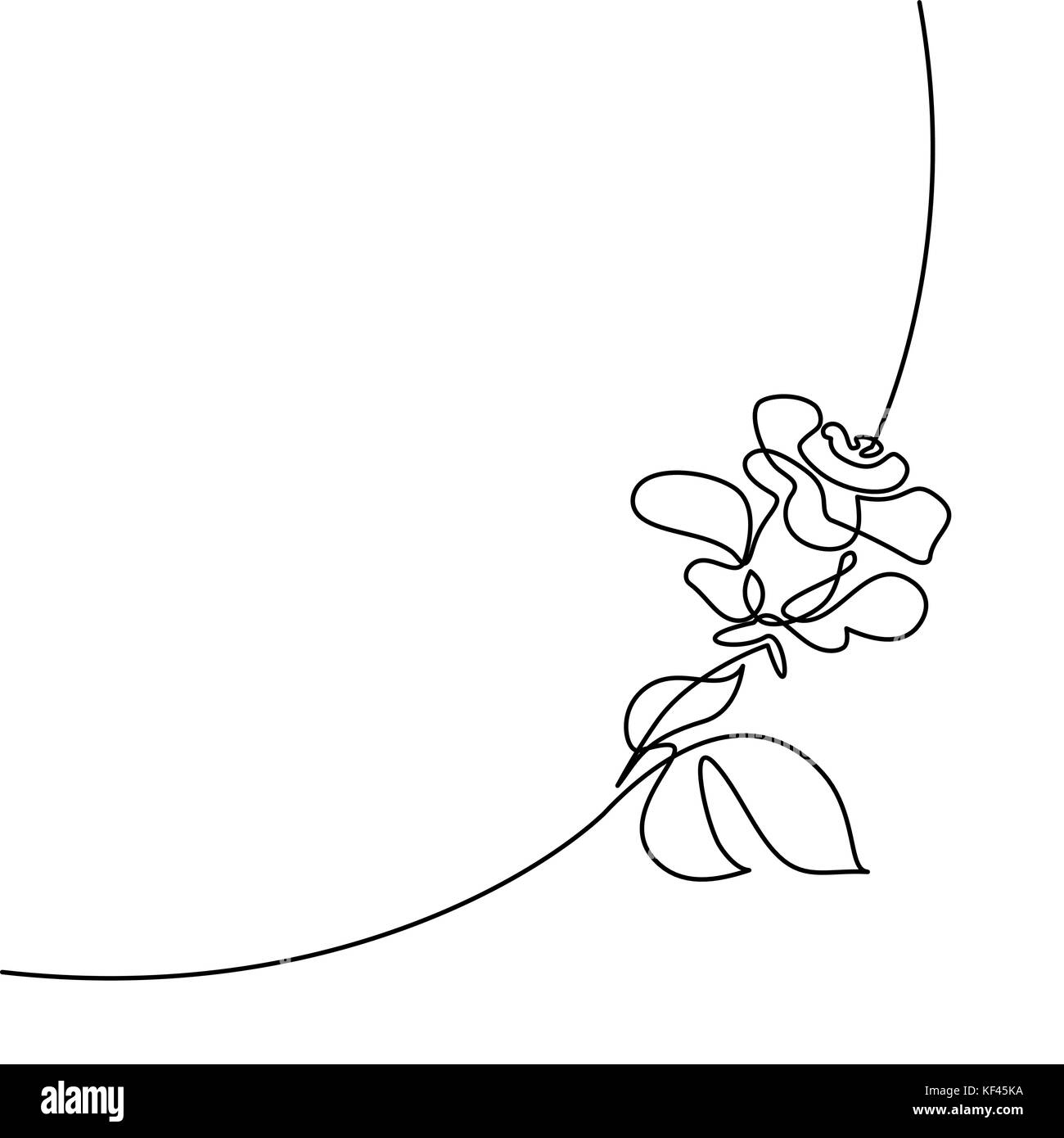 Kontinuierliche eine Strichzeichnung. schöne Rose Logo. Schwarze und Weiße Vector Illustration. Konzept für Logo, Karte, Banner, Poster, Flyer Stock Vektor