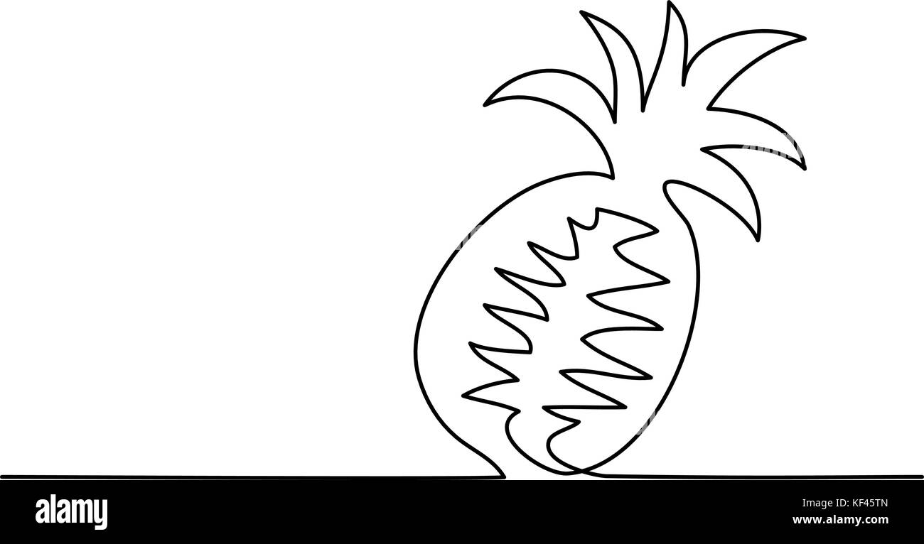 Stilisierte Zeichnung von Ananas. durchgehende dünne Strichzeichnung. Vector Illustration Stock Vektor