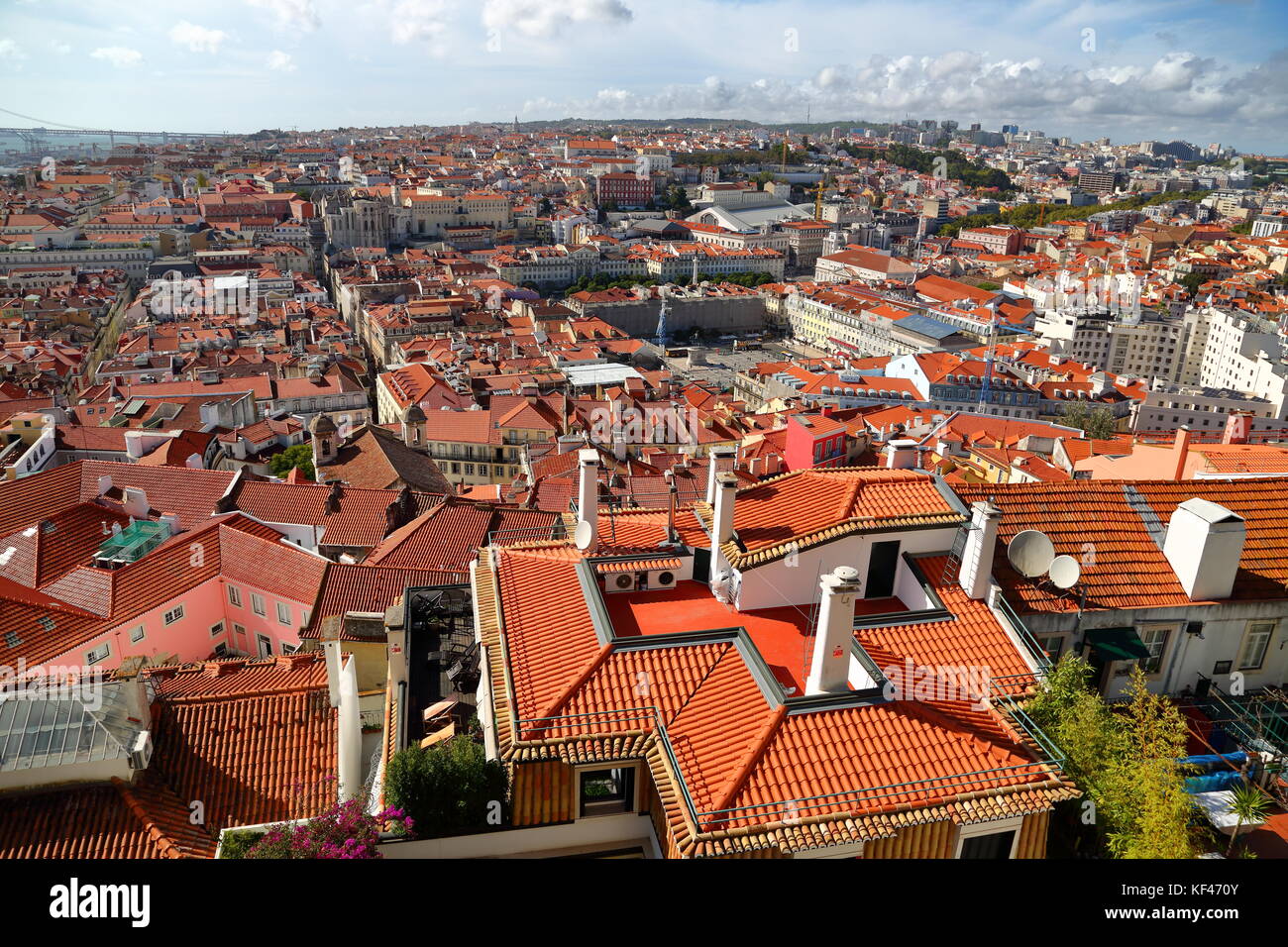 Lissabon Panoramablick vom Miradouro da Nossa Senhora do Monte Stockfoto