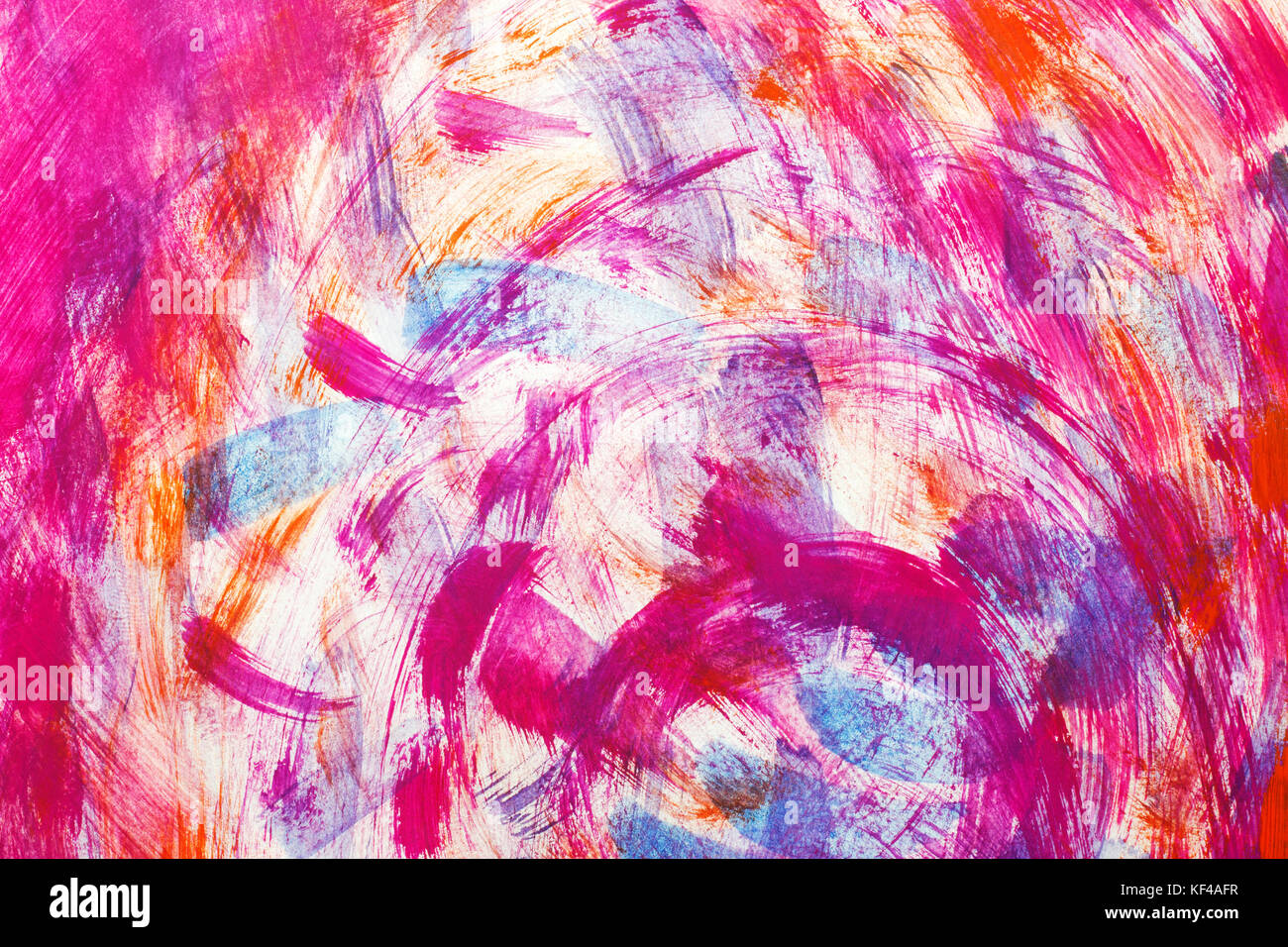Abstrakte Kunst Hintergrund rosa Orange und Blau. Handbemalte Stockfoto