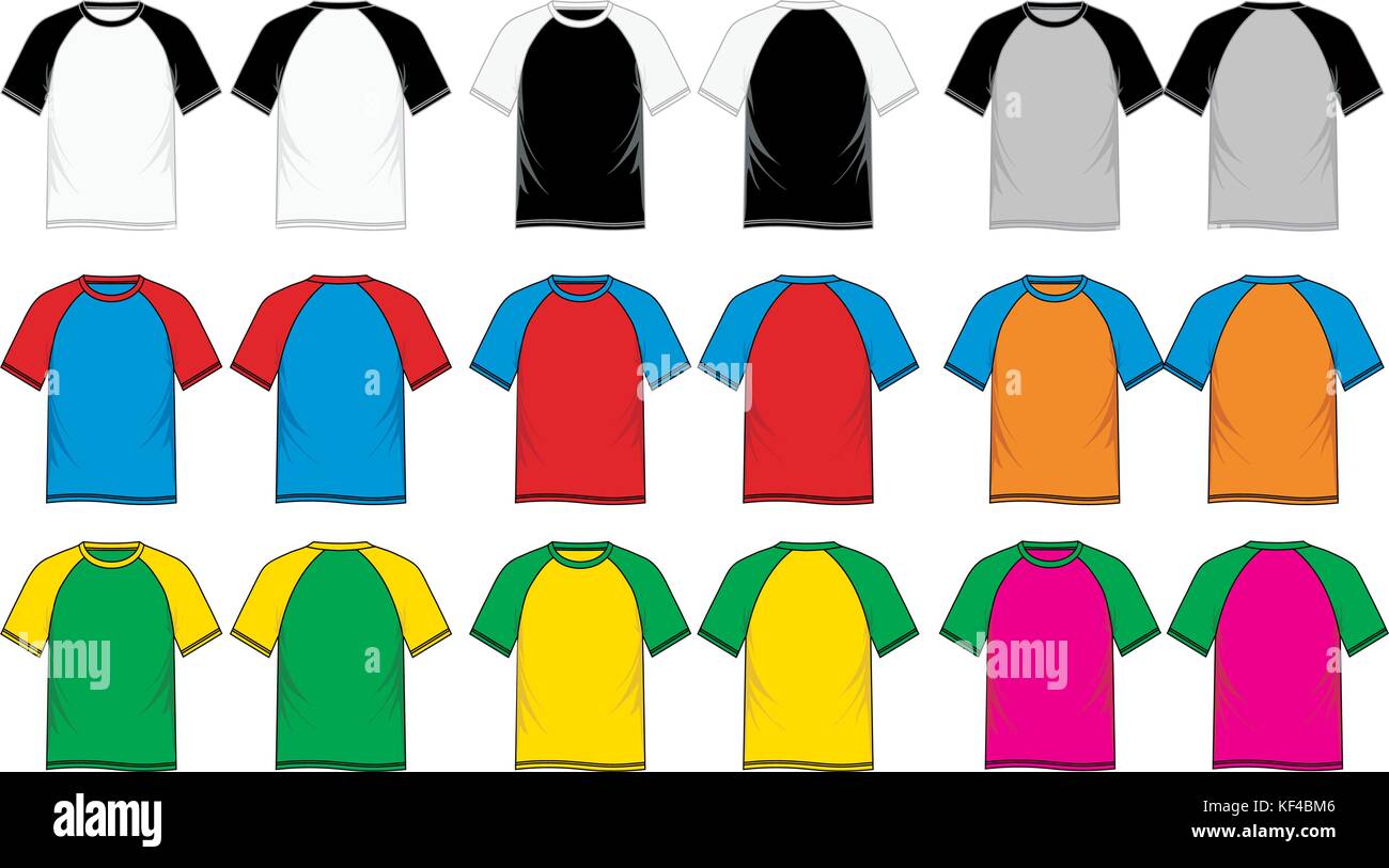 T shirt Vorlagen Short Sleeve Raglan, Männer Mode, Vektor Bild Stock Vektor