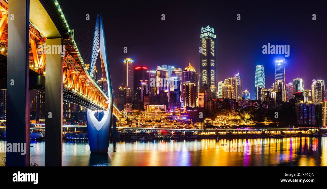 Hongyadong block Nacht der Stadt Chongqing, China Stockfoto
