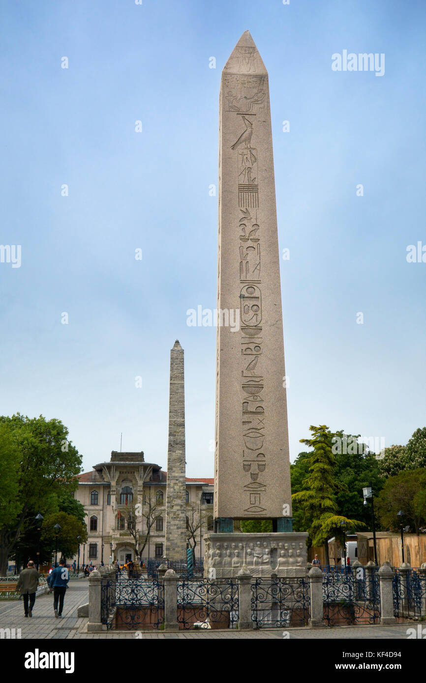 Antike Ägyptische Obelisk von Theodosius im Hippodrom von Konstantinopel. Sultanahmet. Istanbul. Türkei Stockfoto