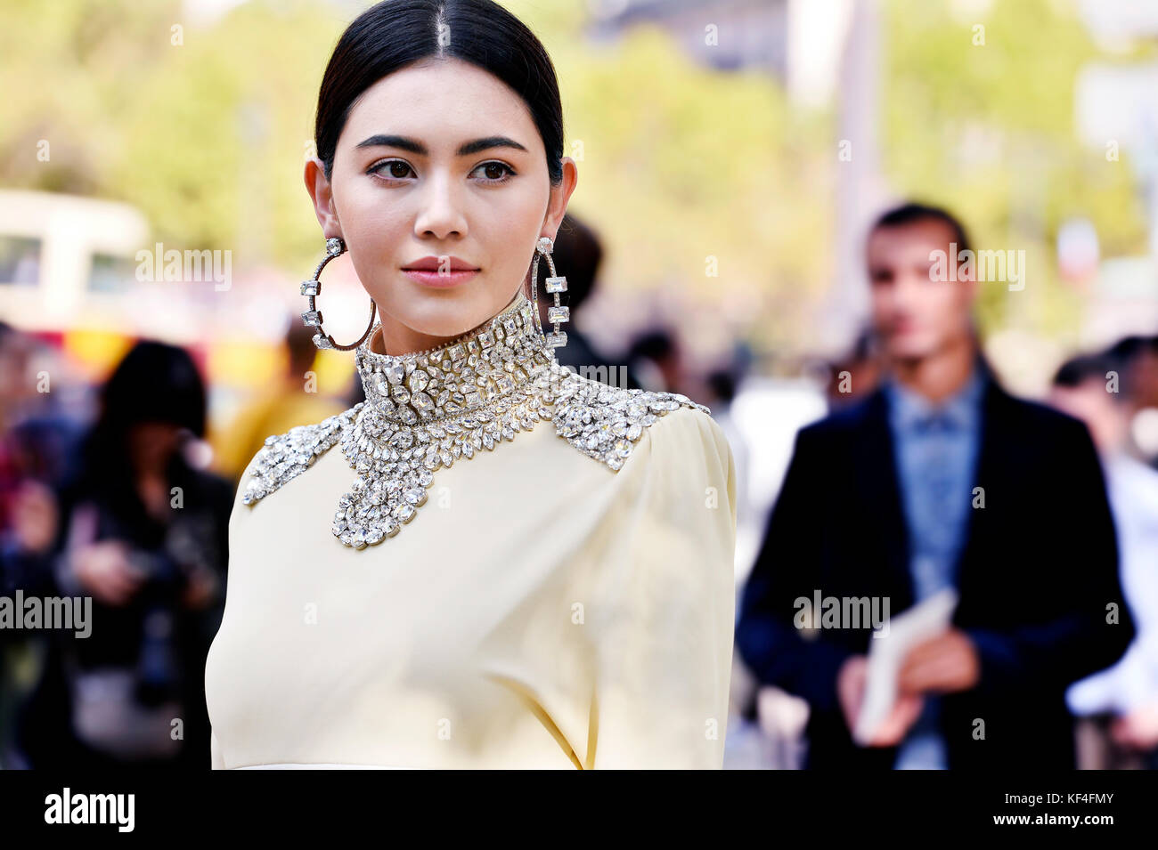 Davika hoorne außerhalb miumiu, Paris Fashion Week rtw s/s 2018, Paris - Frankreich Stockfoto