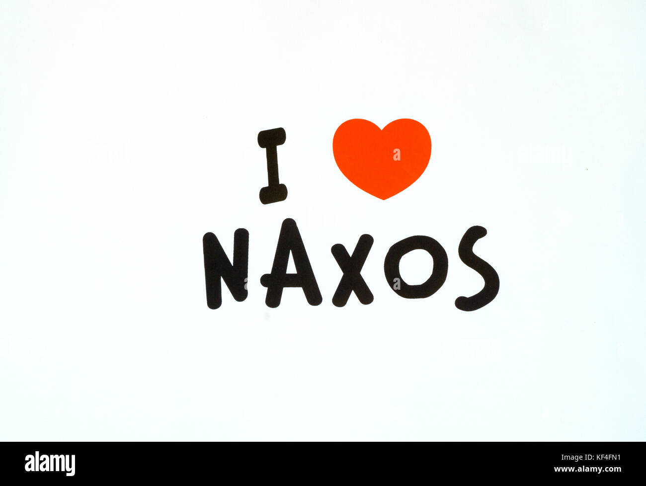 Ich liebe Naxos, Buchstaben auf einem T-Shirt, Naxos, Naxos, Kykladen, Ägäis, Griechenland Stockfoto