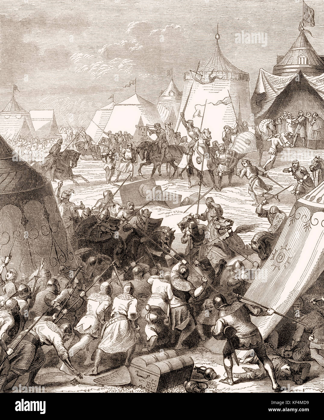 Die Schlacht von Poitiers, 19. September 1356, Südfrankreich, Hundertjährigen Kriegs Stockfoto