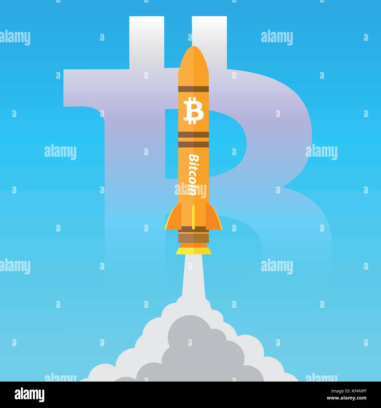 Bitcoin Rakete Abbildung Symbol Stock Vektor