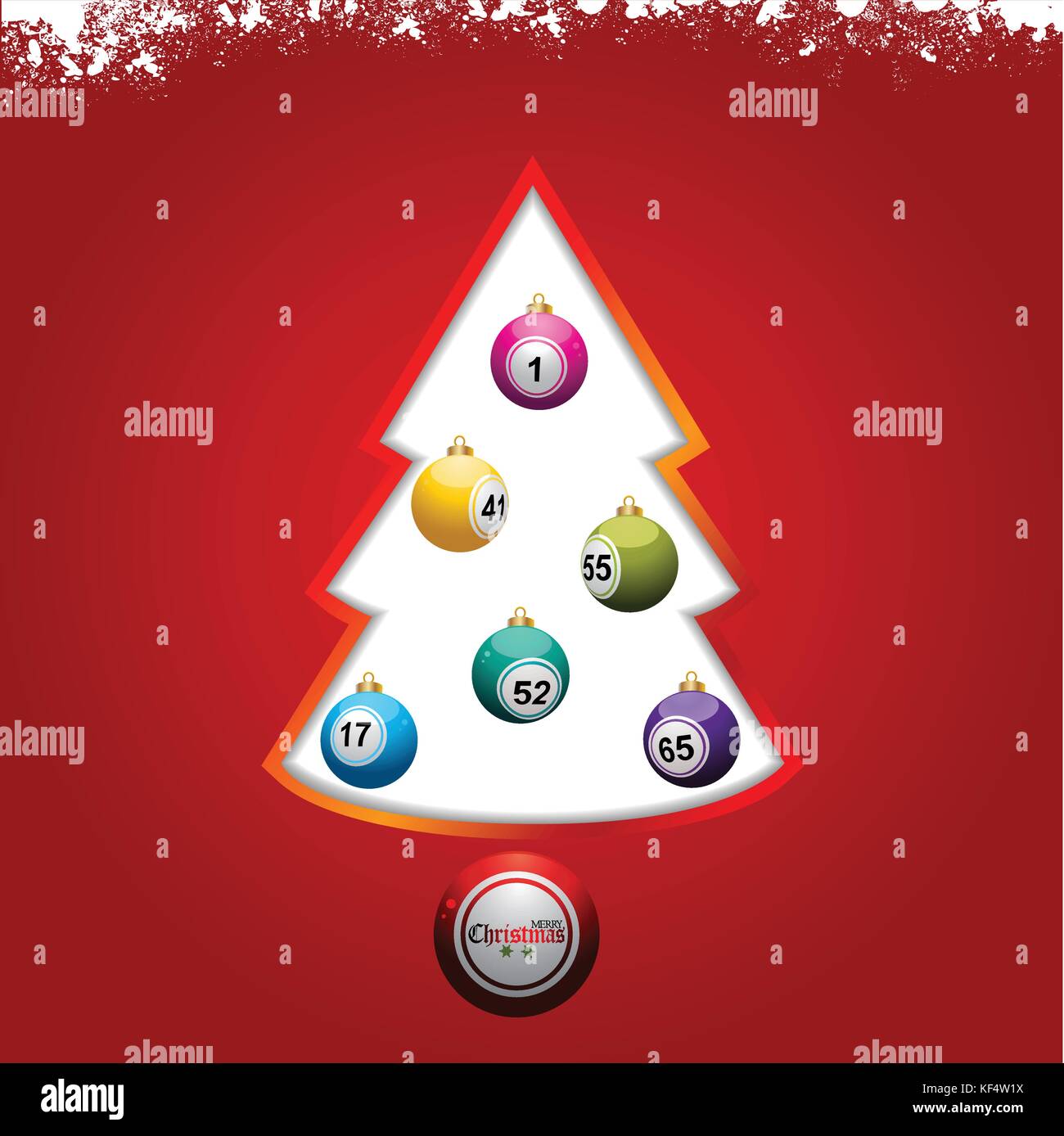 Rot Festliche Weihnachten Hintergrund Mit Bingo Lotterie Christbaumkugeln Schnee Baum Und Dekorative Text Stock Vektorgrafik Alamy