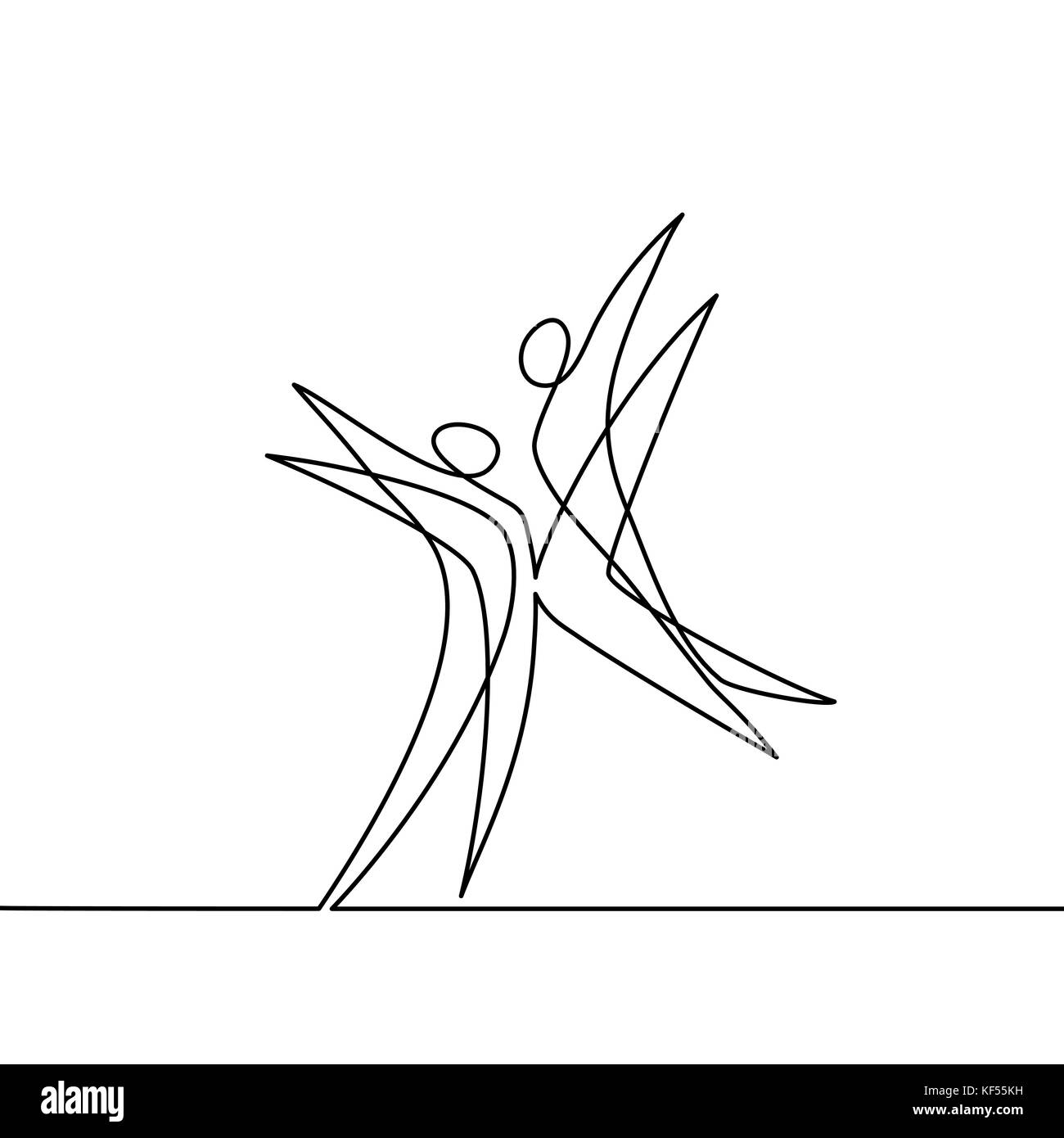 Durchgehende Linie zeichnen von abstrakten Tänzer. Vector Illustration. Konzept für Logo, Karte, Banner, Poster, Flyer Stock Vektor