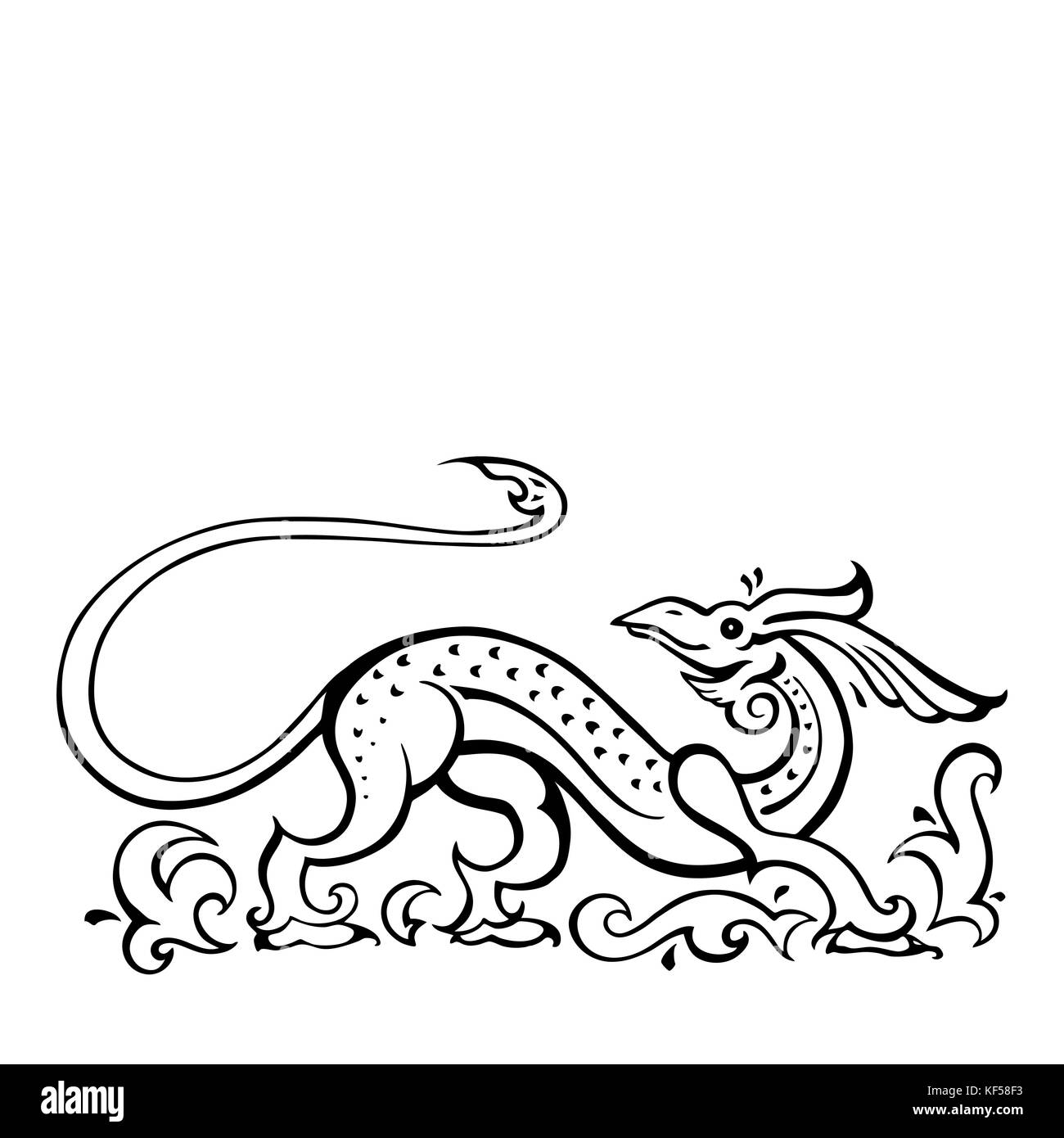Drachen. traditionellen Vector Illustration. Ethnische Tattoo Style Stock Vektor
