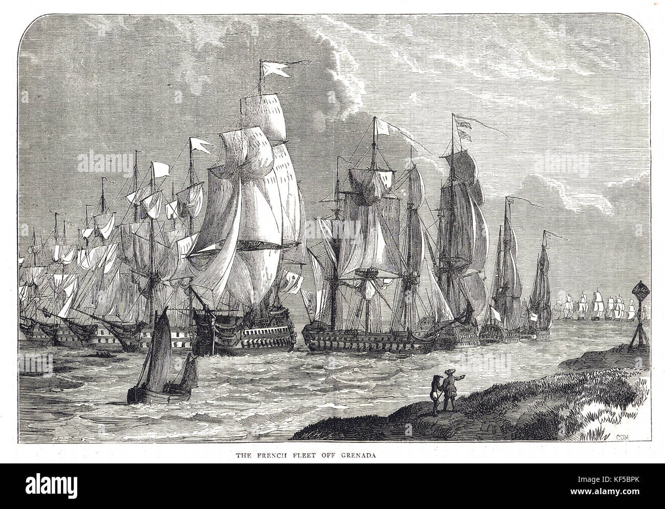 Französische Flotte aus Grenada, Erfassung von Grenada im Juli 1779 Stockfoto