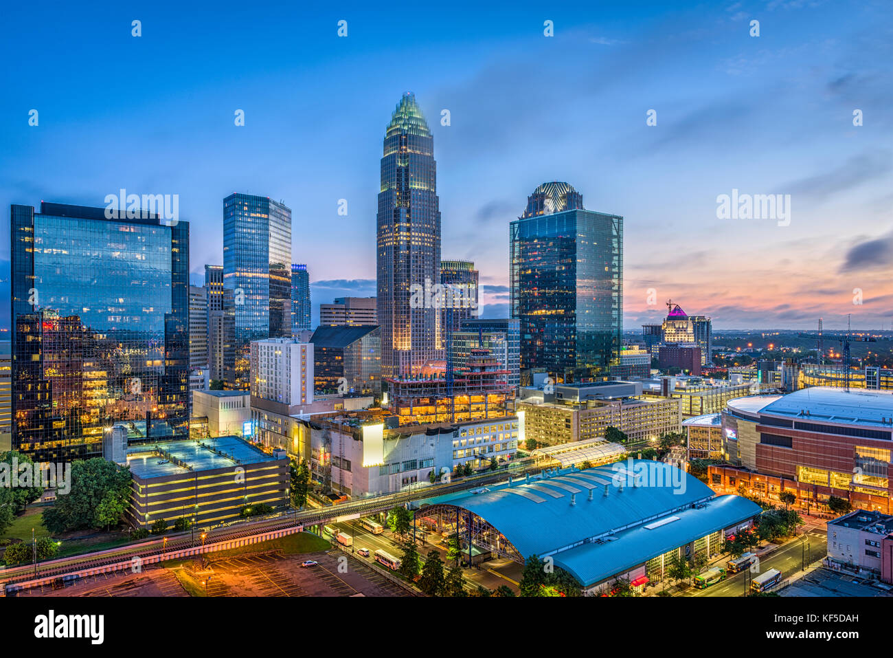 Charlotte, North Carolina, USA, uptown Skyline. Stockfoto