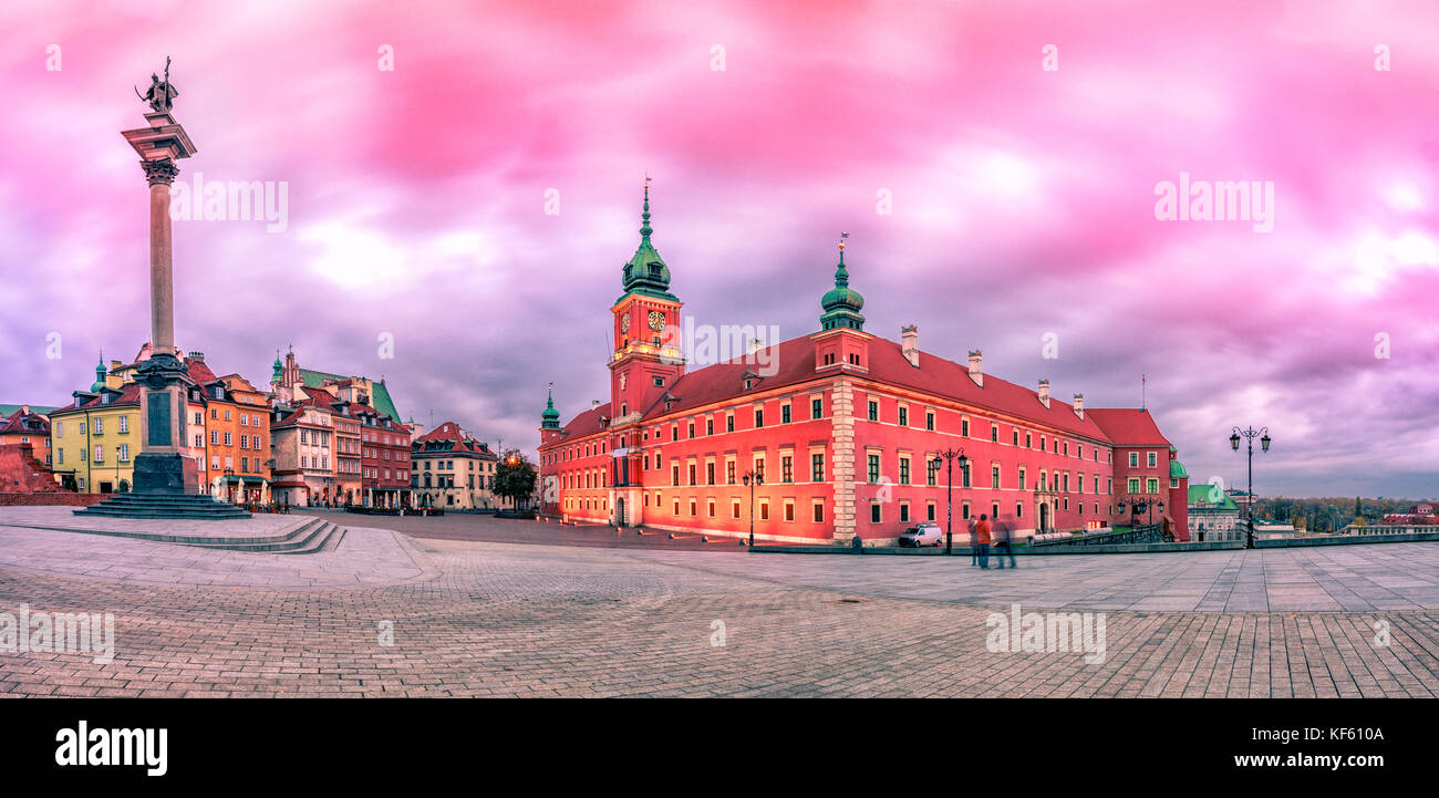 Warschau Royal Castle square sunrise Skyline, Polen Stockfoto