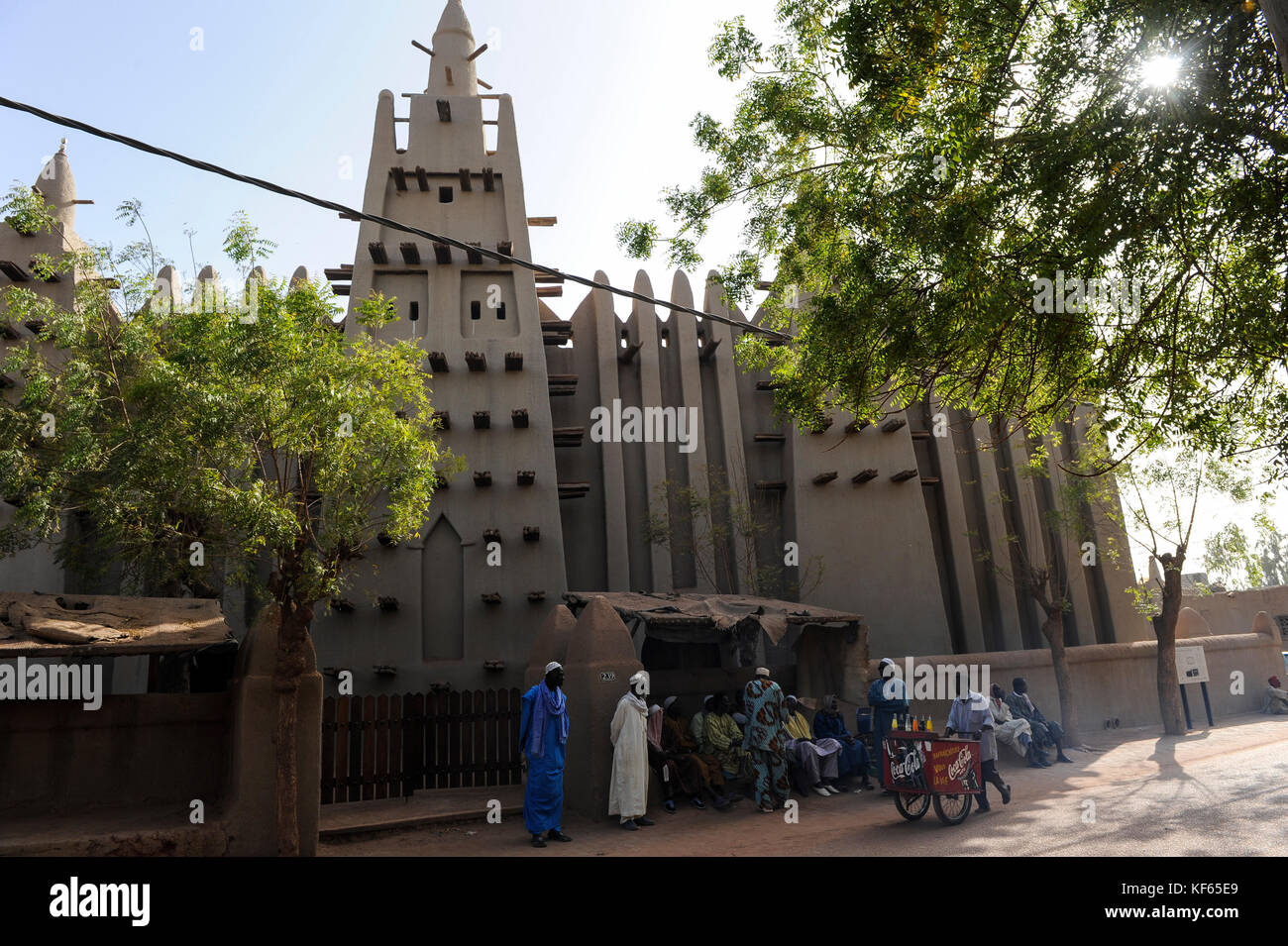 MALI Mopti, der Großen Moschee, ein Irdenes Struktur in der traditionellen Sudanesischen Stil zwischen 1936 und 1943 erbaut, wird allgemein als die Moschee von Komoguel, von Aga Khan Foundation, UNESCO-Weltkulturerbe rebuild Stockfoto