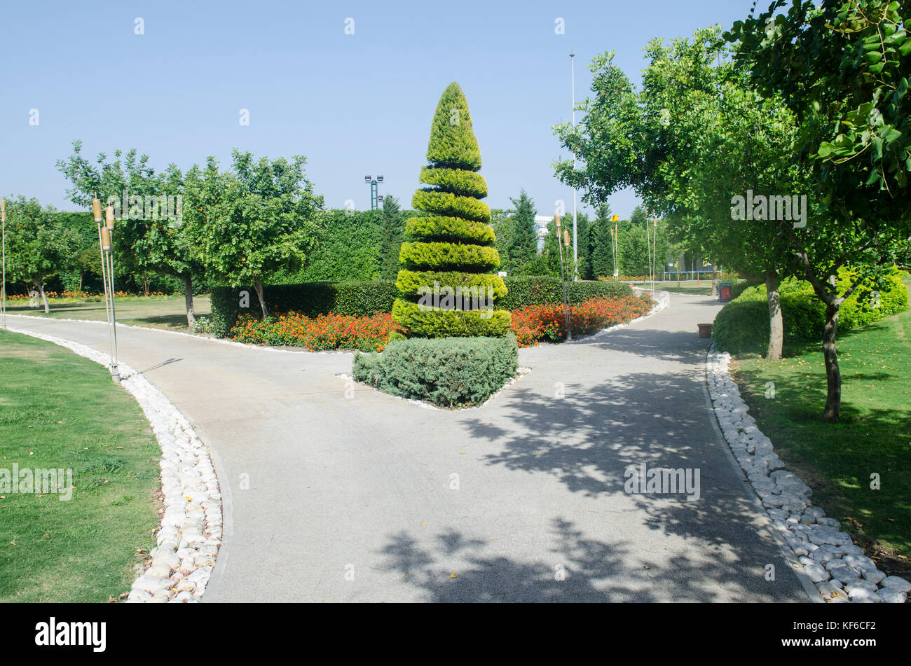 Formgehölze Bäume im Sun Tropical Resort Serigerme Türkei Stockfoto