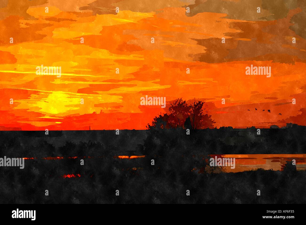 Aquarell digital erzeugten Gemälde von den wunderschönen