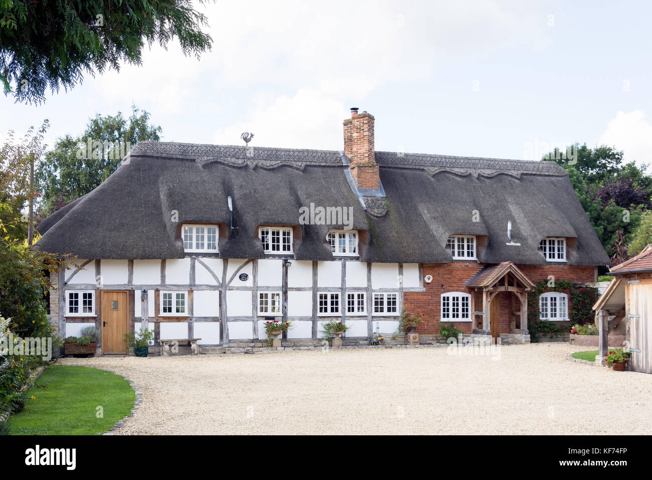 Reetgedeckte Cider Mill House, High Street, welford-on-Avon, Warwickshire, England, Vereinigtes Königreich Stockfoto