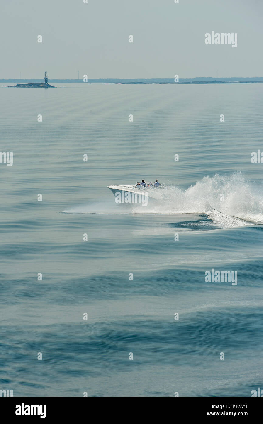 Schnellbootfahren, die Åland Inseln. Skandinavische Inseln, Finnland. Skandinavien Stockfoto