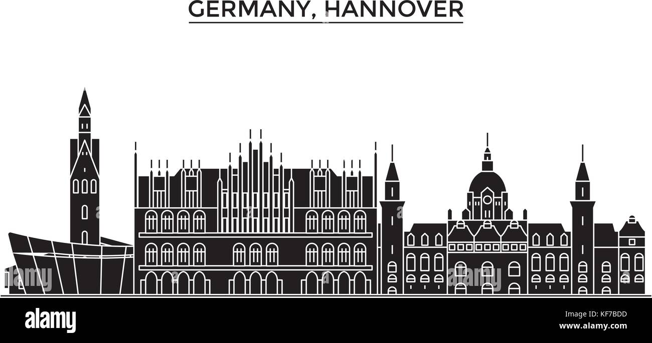 Deutschland, Hannover Architektur vektor Skyline der Stadt, Reisen Stadtbild mit Sehenswürdigkeiten, Gebäuden, isolierte Sehenswürdigkeiten auf Hintergrund Stock Vektor