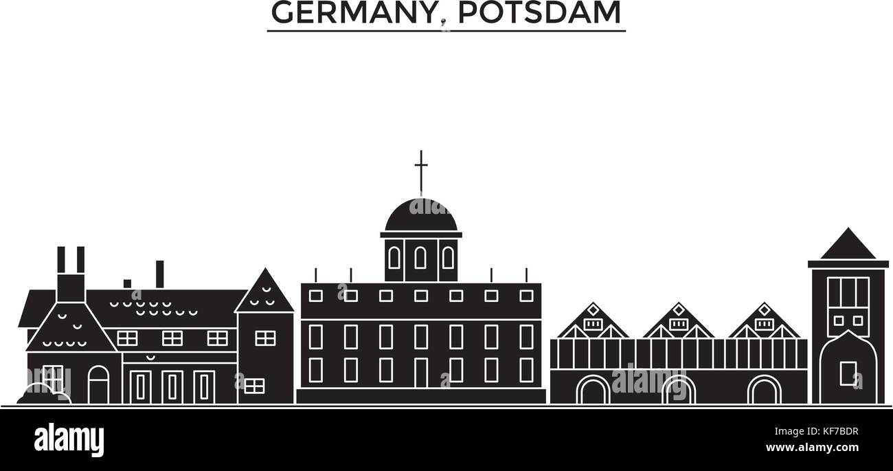 Deutschland, Potsdam Architektur vektor Skyline der Stadt, Reisen Stadtbild mit Sehenswürdigkeiten, Gebäuden, isolierte Sehenswürdigkeiten auf Hintergrund Stock Vektor