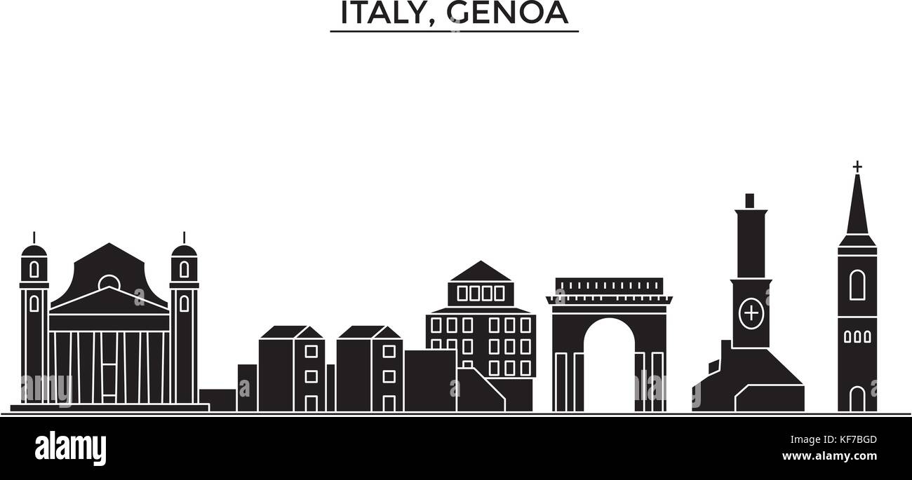 Italien, Genua Architektur vektor Skyline der Stadt, Reisen Stadtbild mit Sehenswürdigkeiten, Gebäuden, isolierte Sehenswürdigkeiten auf Hintergrund Stock Vektor