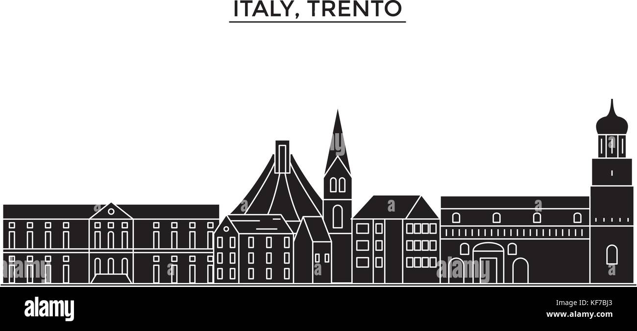 Italien, Trento Architektur vektor Skyline der Stadt, Reisen Stadtbild mit Sehenswürdigkeiten, Gebäuden, isolierte Sehenswürdigkeiten auf Hintergrund Stock Vektor