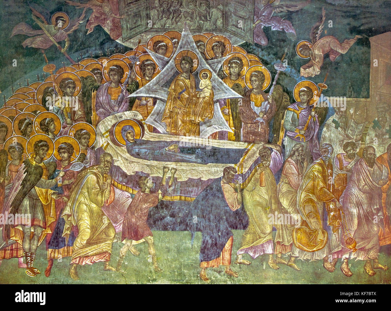 Serbien - sopocani monasteri - 1352 die Jungfrau - Fresco 1265 Stockfoto