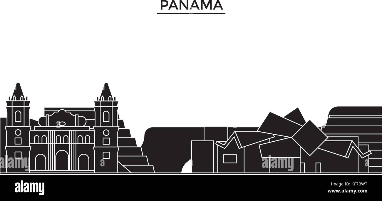 Panama Architektur vektor Skyline der Stadt, Reisen Stadtbild mit Sehenswürdigkeiten, Gebäuden, isolierte Sehenswürdigkeiten auf Hintergrund Stock Vektor