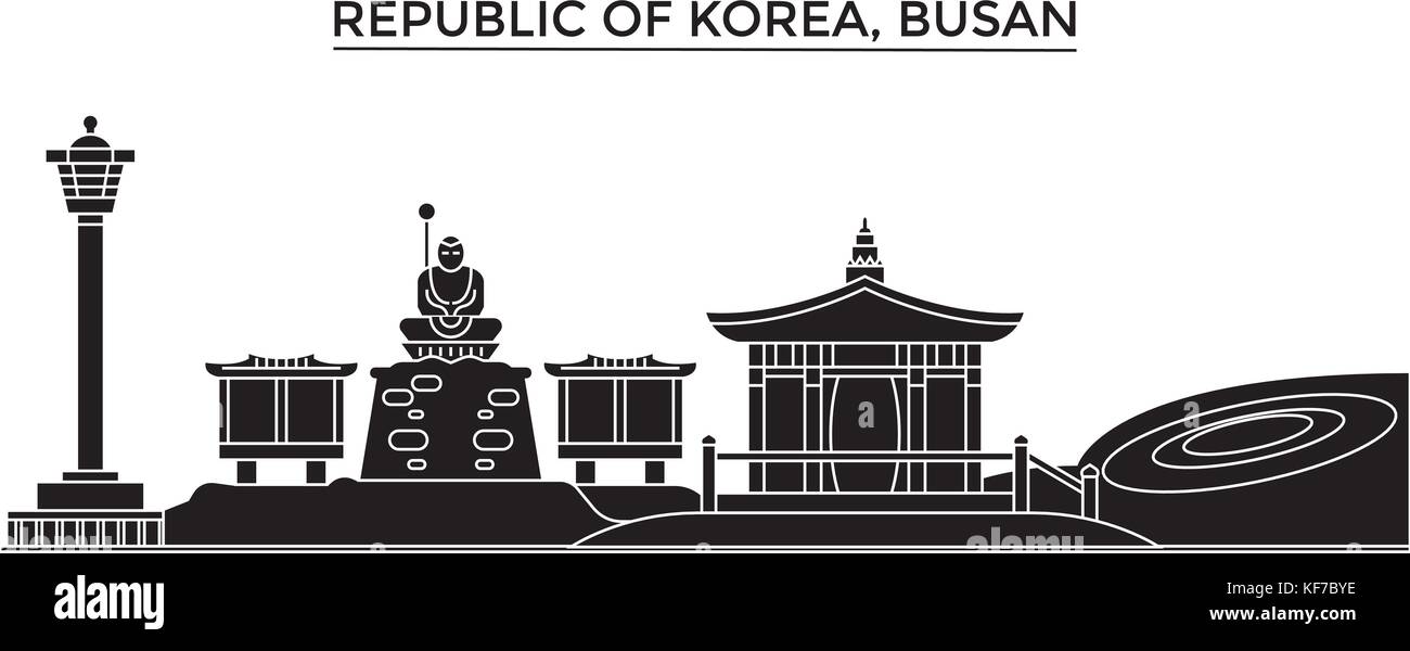 Republik Korea, busan Architektur vektor Skyline der Stadt, Reisen Stadtbild mit Sehenswürdigkeiten, Gebäuden, isolierte Sehenswürdigkeiten auf Hintergrund Stock Vektor