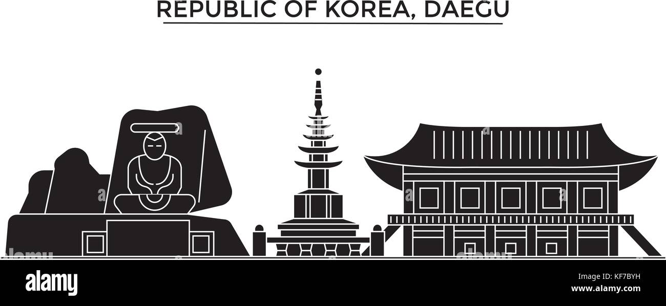 Republik Korea, daegu Architektur vektor Skyline der Stadt, Reisen Stadtbild mit Sehenswürdigkeiten, Gebäuden, isolierte Sehenswürdigkeiten auf Hintergrund Stock Vektor