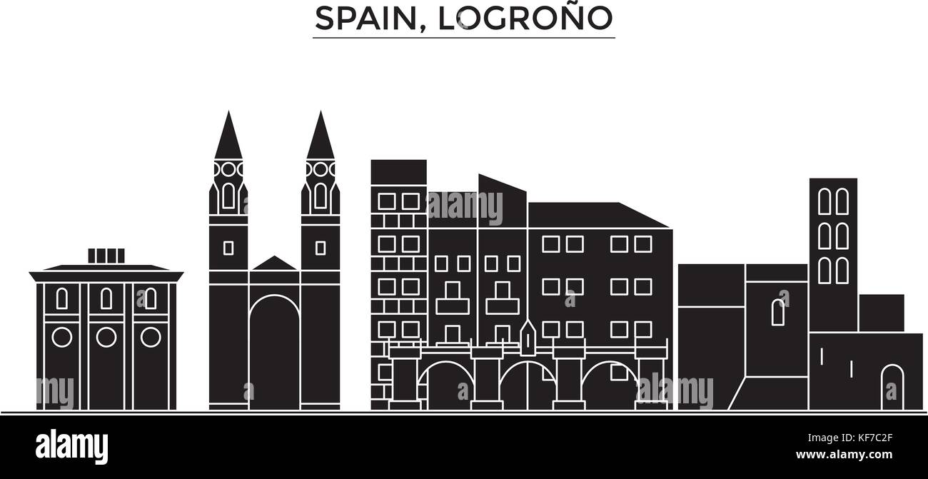 Spanien, logrono Architektur vektor Skyline der Stadt, Reisen Stadtbild mit Sehenswürdigkeiten, Gebäuden, isolierte Sehenswürdigkeiten auf Hintergrund Stock Vektor