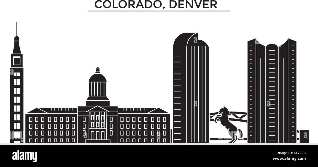 Usa, Colorado, Denver Architektur vektor Skyline der Stadt, Reisen Stadtbild mit Sehenswürdigkeiten, Gebäuden, isolierte Sehenswürdigkeiten auf Hintergrund Stock Vektor