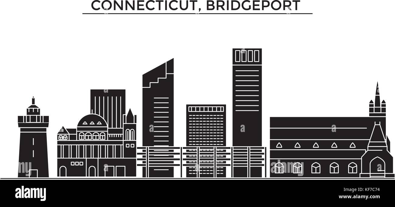 Usa, Connecticut, bridgeport Architektur vektor Skyline der Stadt, Reisen Stadtbild mit Sehenswürdigkeiten, Gebäuden, isolierte Sehenswürdigkeiten auf Hintergrund Stock Vektor