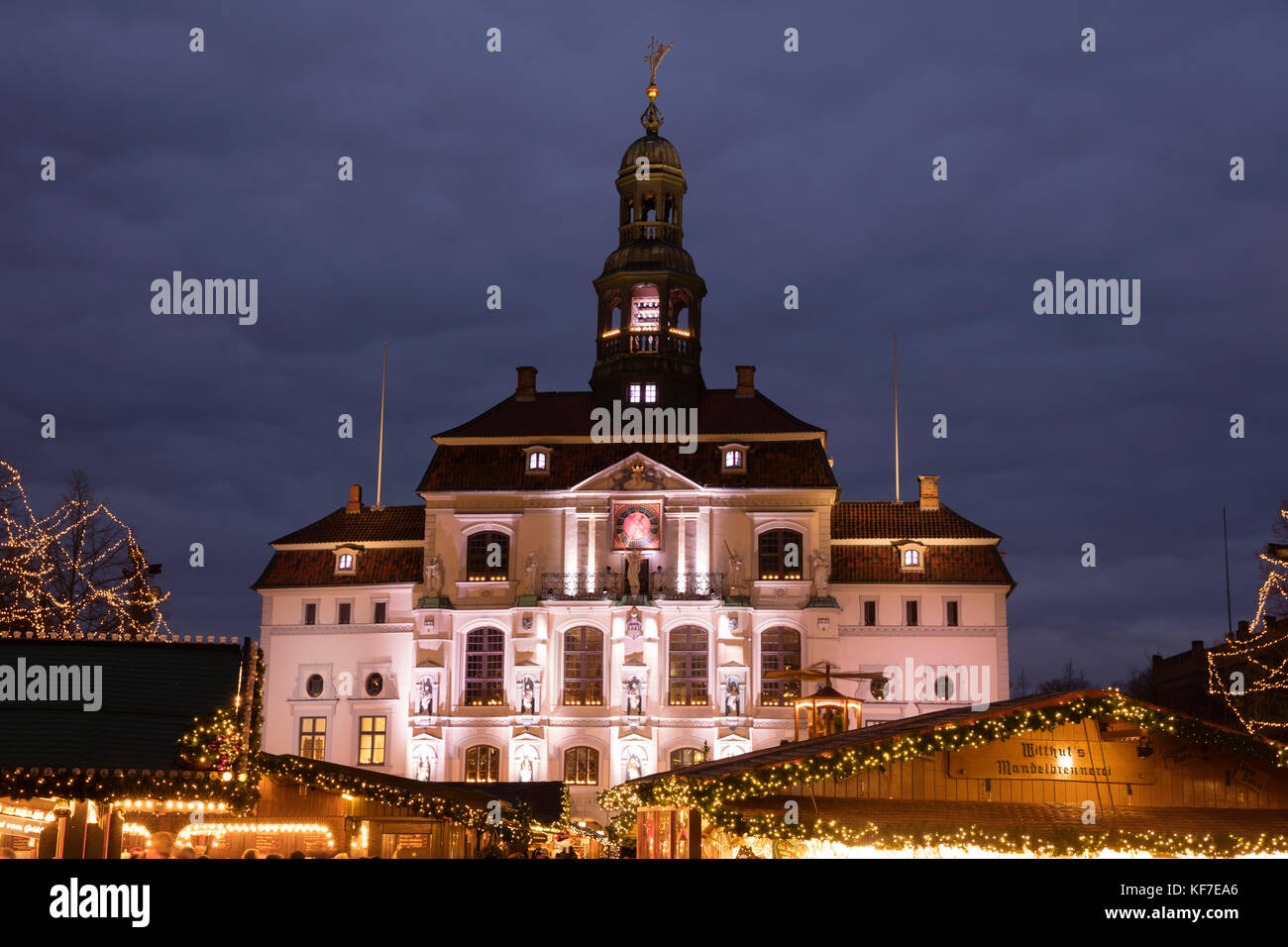 Weihnachtsmarkt und Rathaus, Lüneburg, niedersachsen, Deutschland, Europa, Stockfoto