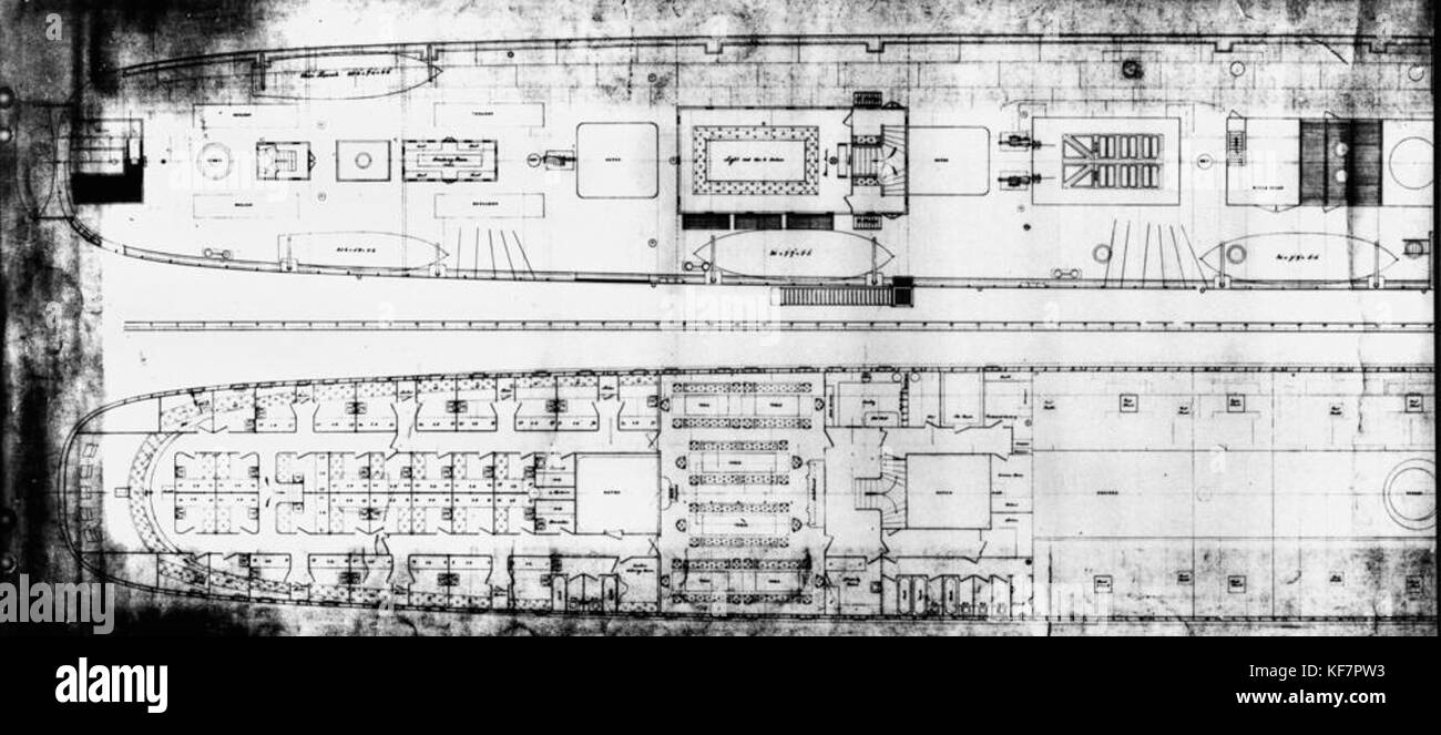 1 120404 Deck Plan für Quetta (Schiff) Stockfoto