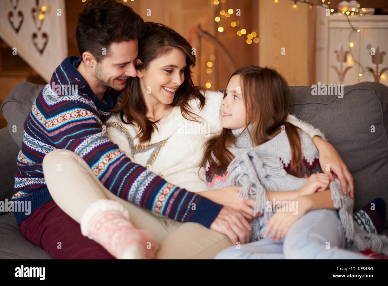 Familie Liebe und Winter Stockfoto