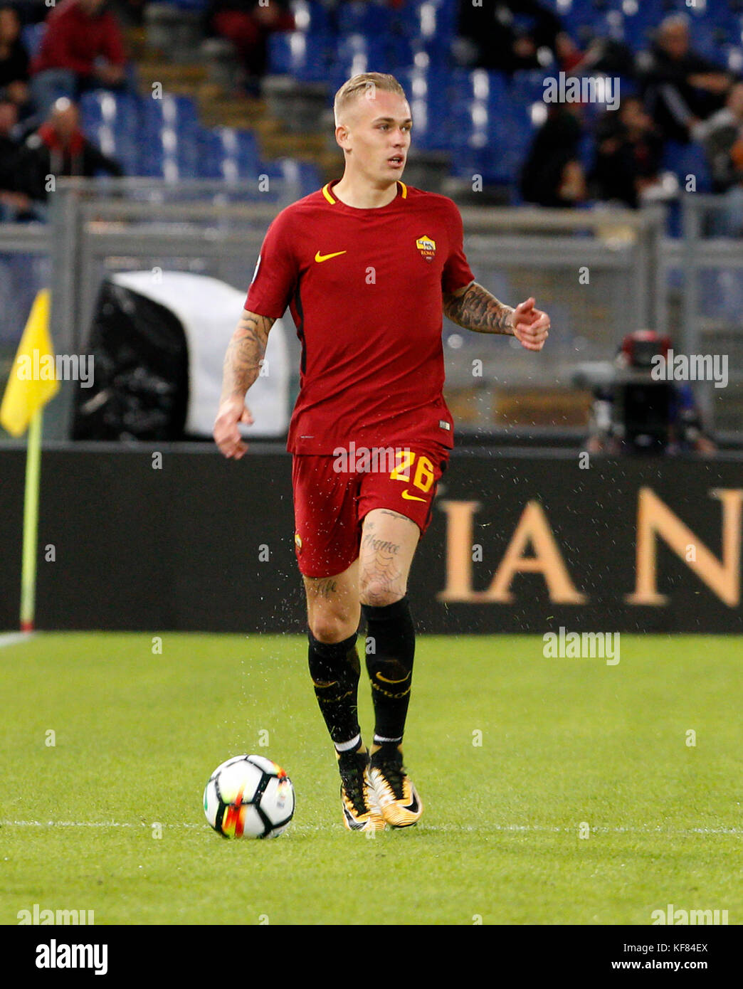 Rom, Italien. 25 Okt, 2017. roma Rick karsdorp in Aktion während der Serie ein Fußballspiel zwischen Roma und crotone im Olympischen Stadion. Credit: Riccardo de Luca/Pacific Press/alamy leben Nachrichten Stockfoto