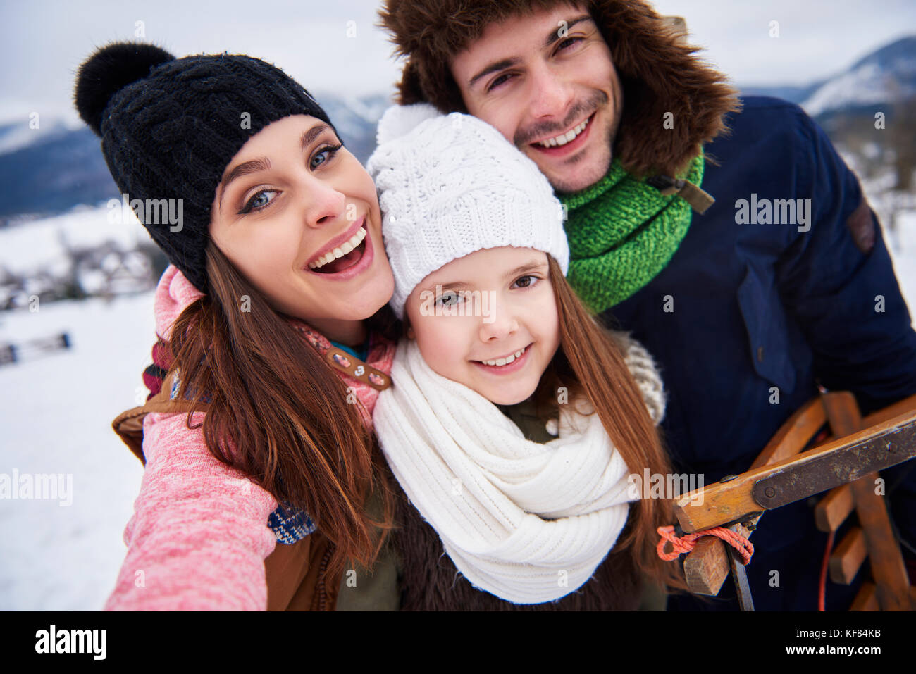 Familie Reise nach Bergen Stockfoto