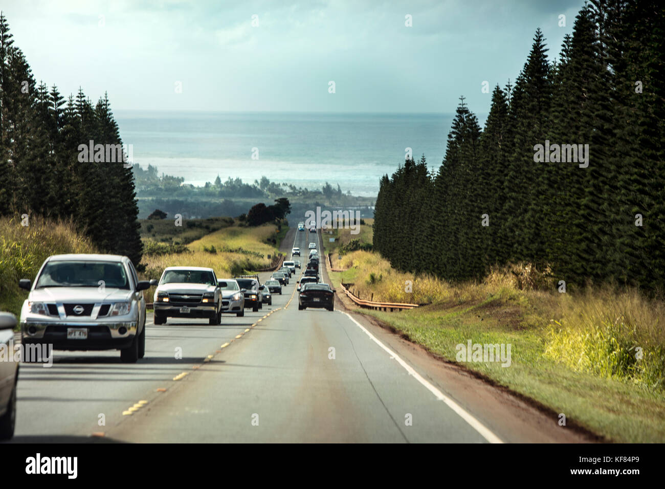 Hawaii, Oahu, North Shore, Vorgehensweise bei der North Shore in Richtung haliewa auf Landstraße 99 Stockfoto