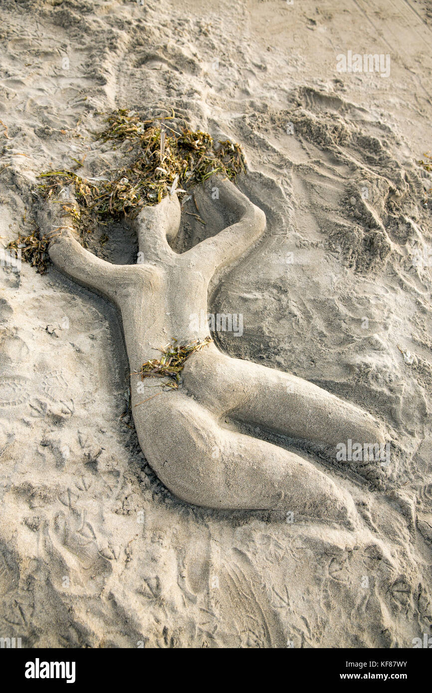Usa, Washington State, Long Beach Halbinsel, internationale Drachenfest, Sand Skulptur mit Algen gemacht Stockfoto