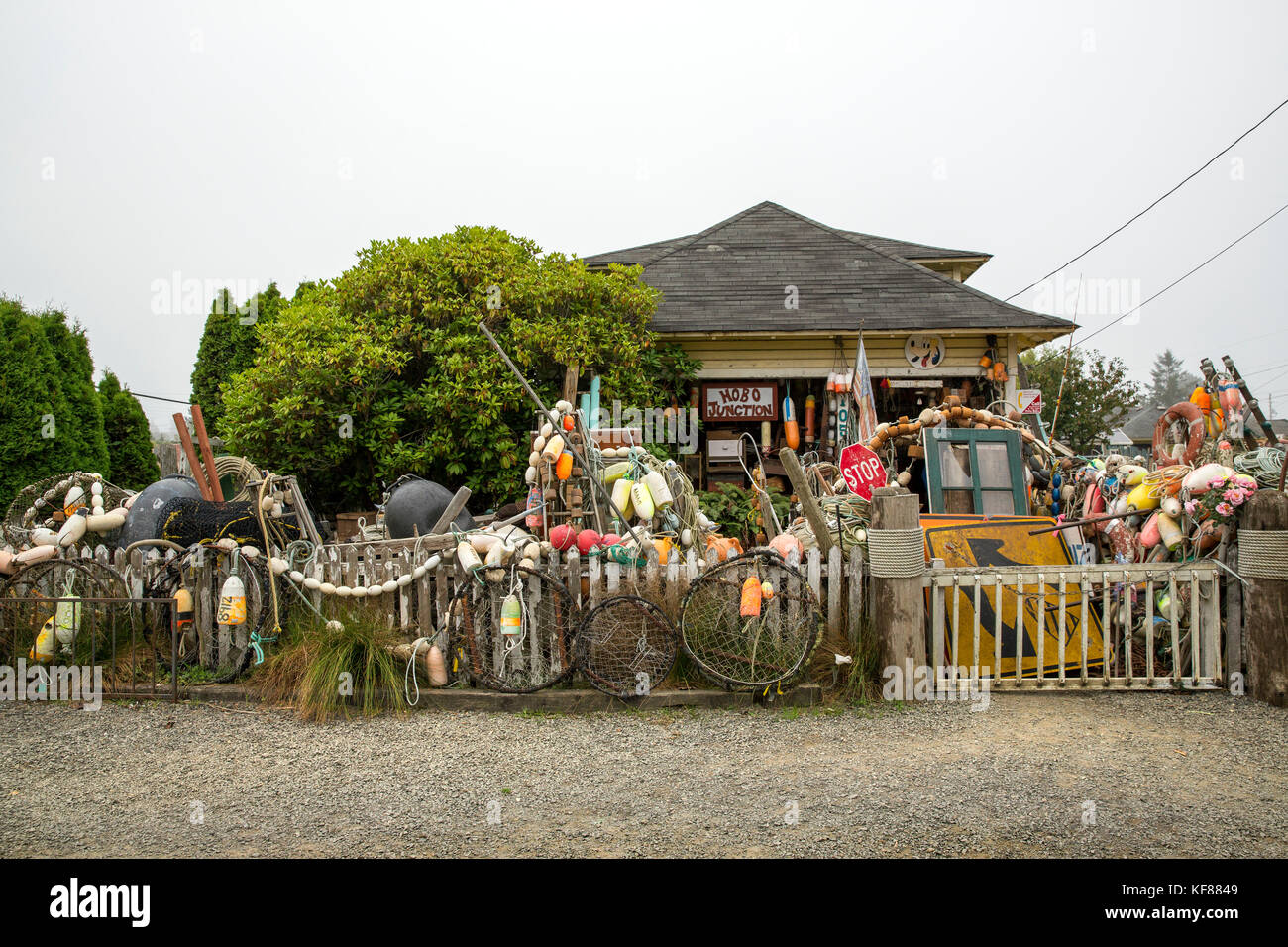 Usa, Washington State, Long Beach Halbinsel, international kite Festival, hobo Kreuzung Antiquitäten, eine Sammlung von architektonische Wiedergewinnung, pre-fin im Besitz Stockfoto