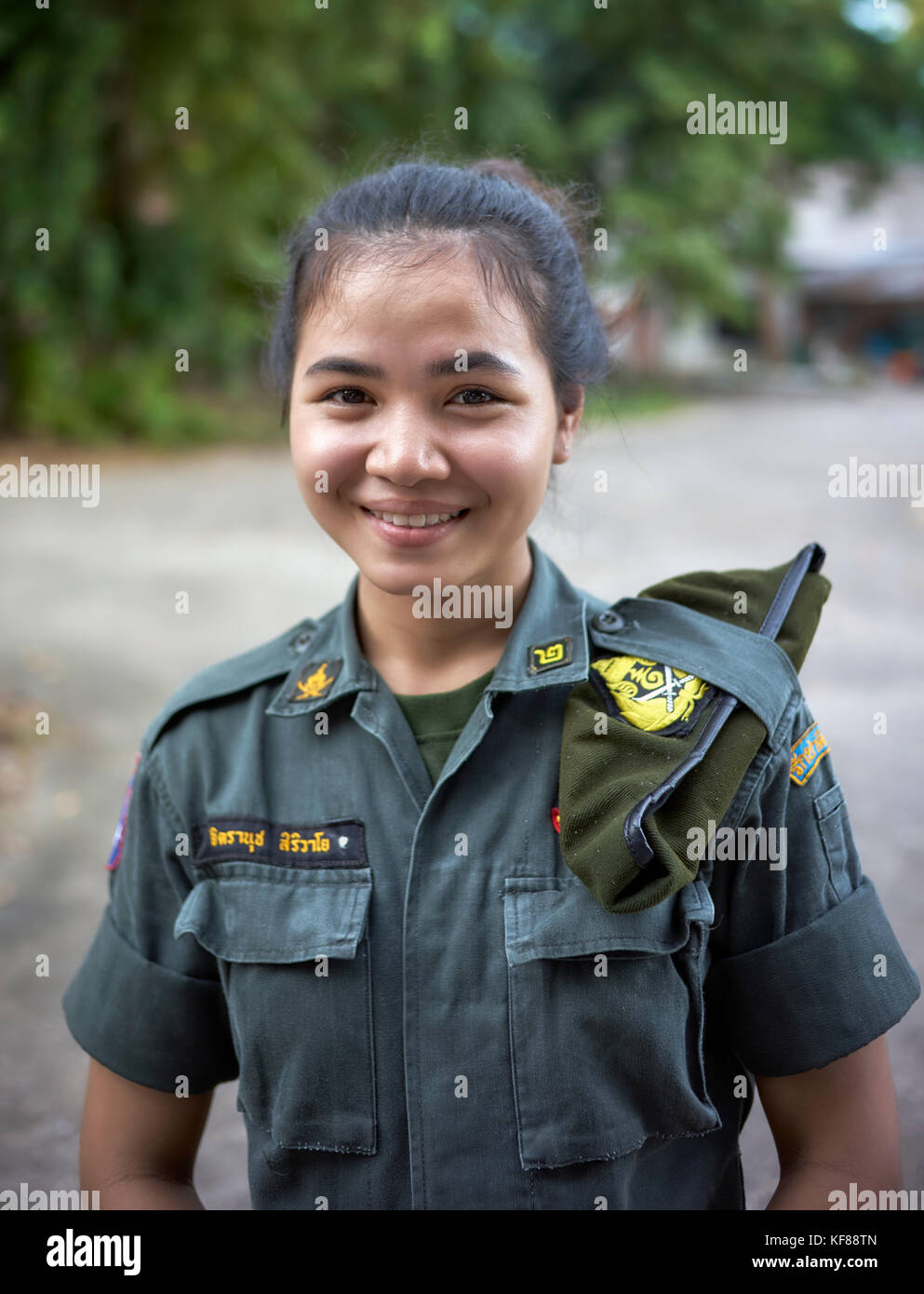 Thailand Soldatin Kadett. Die 17-jährige Thai Girl Stockfoto