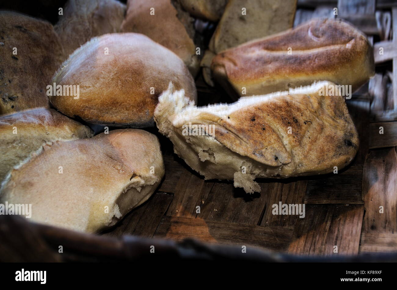 Frisch und warm Brot Stockfoto