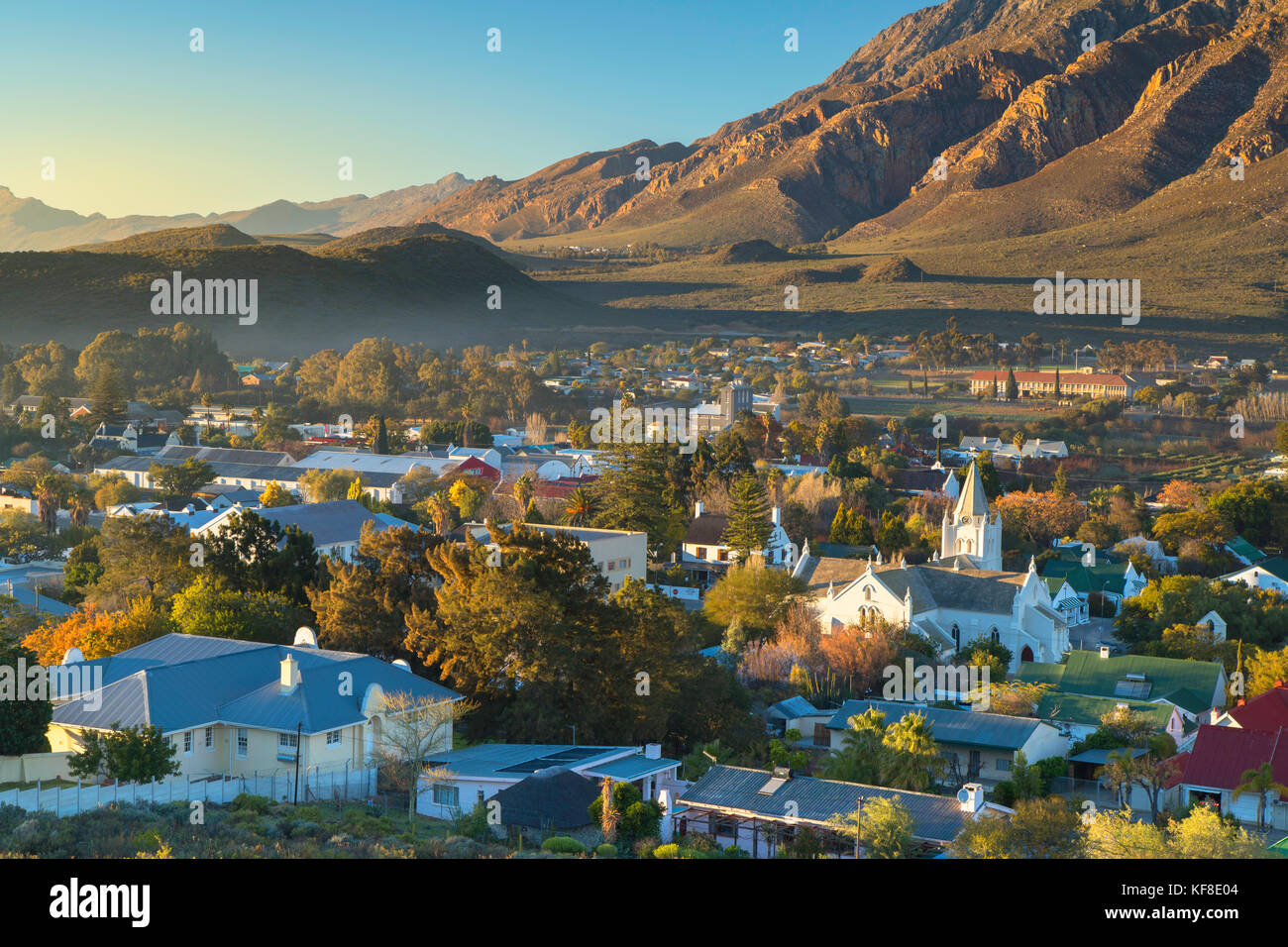 Anzeigen von montagu in der Morgendämmerung, Western Cape, Südafrika Stockfoto