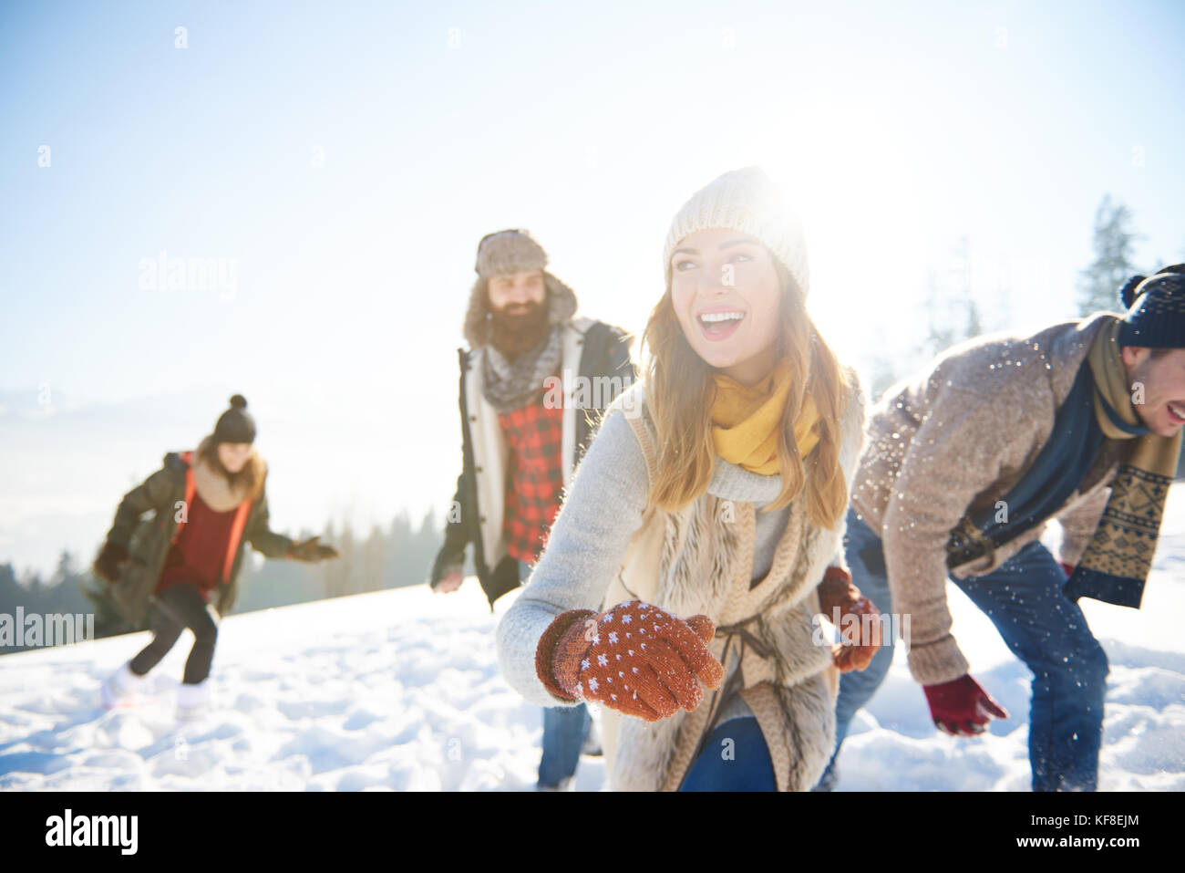 Freunde genießen, sich im Winter Stockfoto