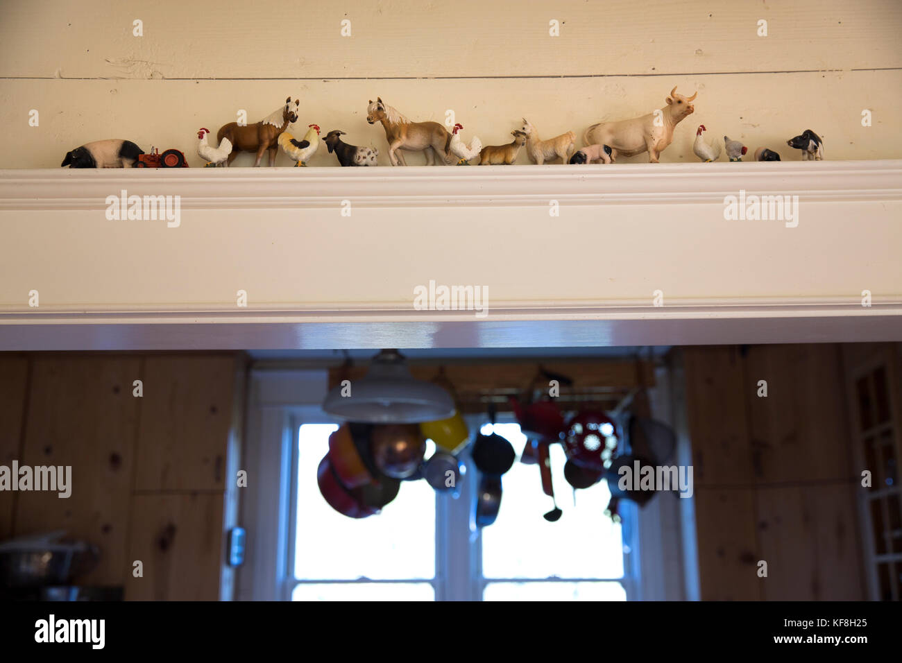 Usa, Oregon, Willamette Valley, Detail des Clare carver Home am grossen Tisch Betriebe Weingut Stockfoto